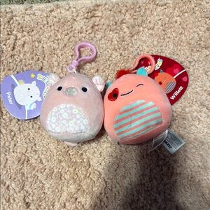 Squishmallows Pink and Coral Keychain Duo